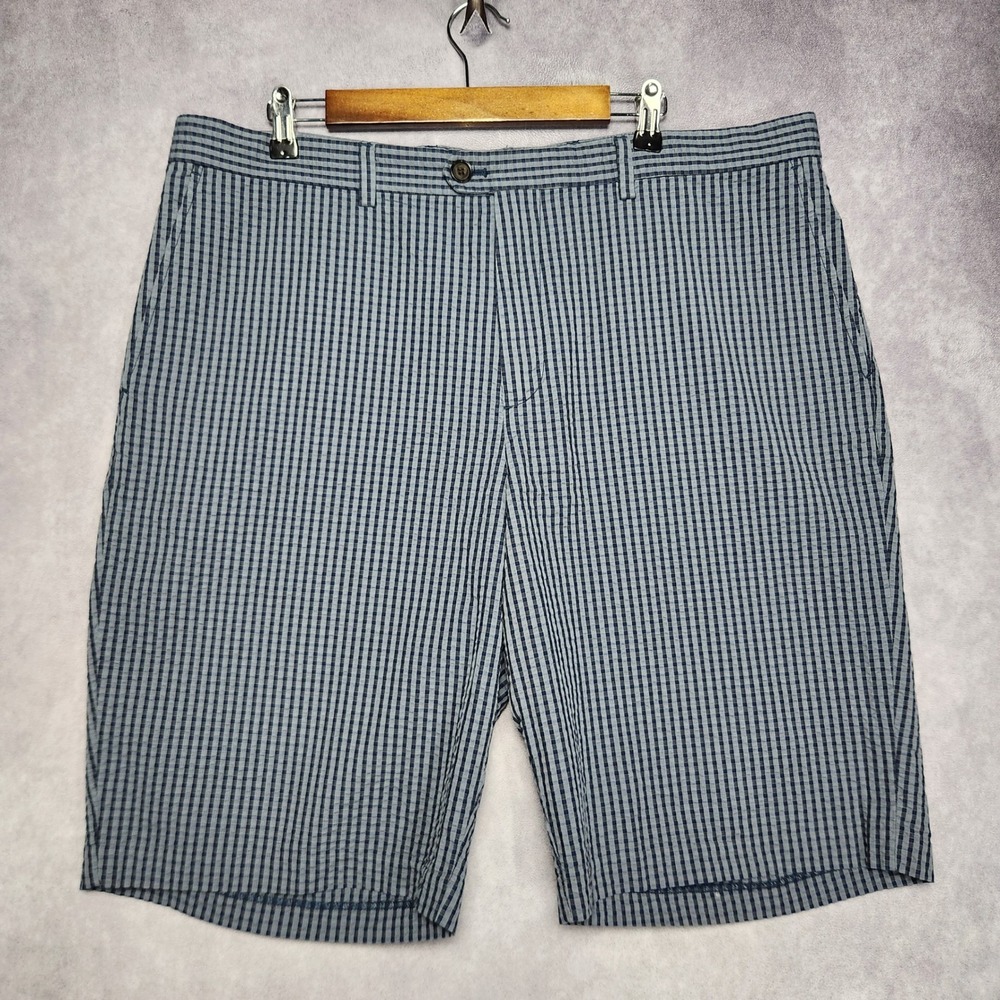 Banana Republic‎ Mens 38 Emerson Seersucker Shorts Blue Gingham Check Cotton